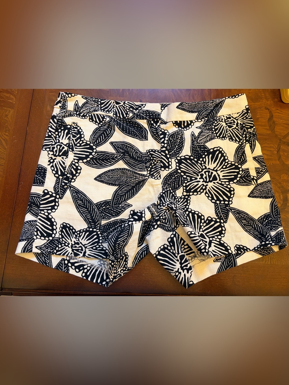 J. Crew Black and White Floral Print Shorts